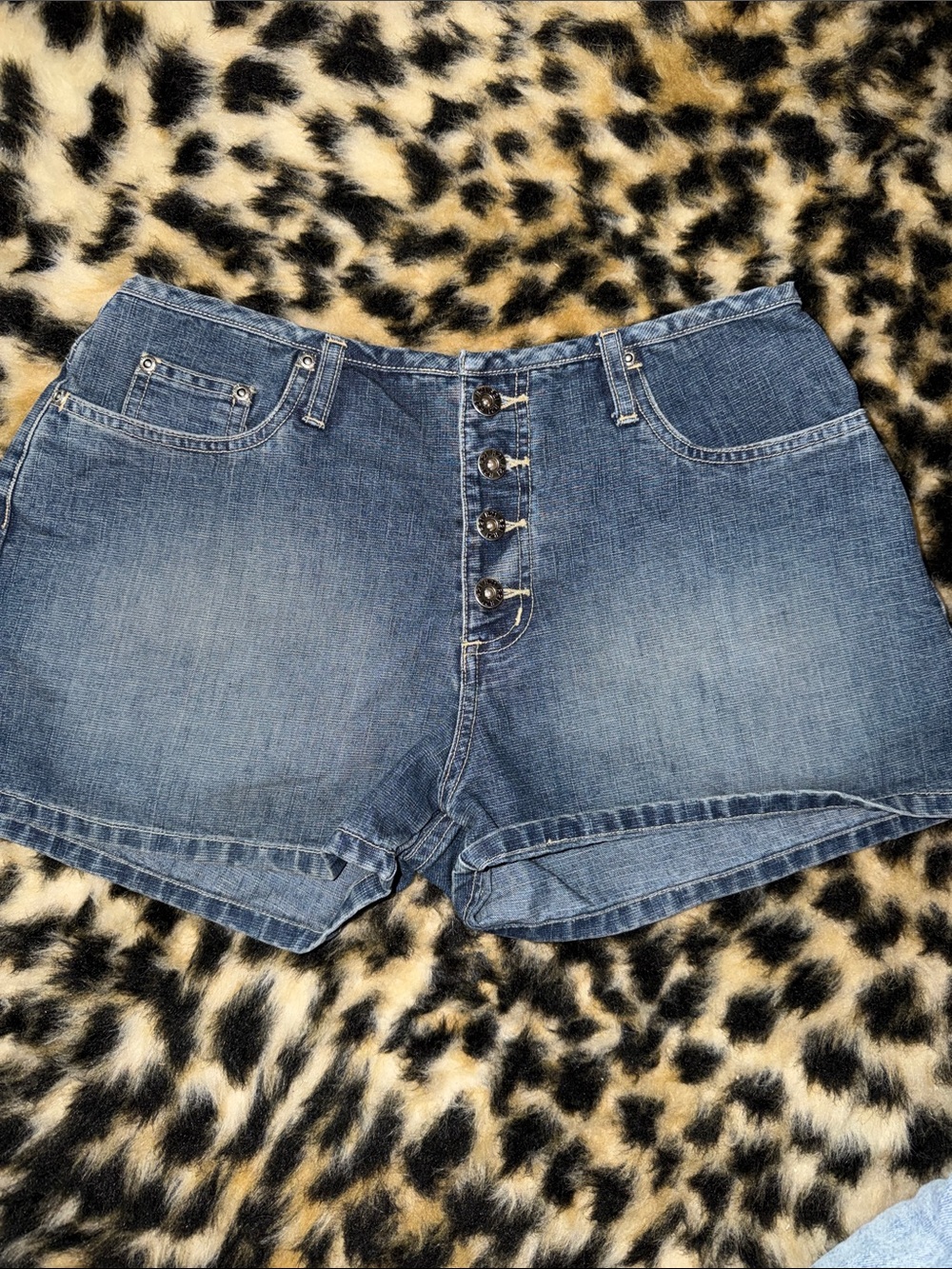 R21 Denim Button-Front Women's Shorts - Blue